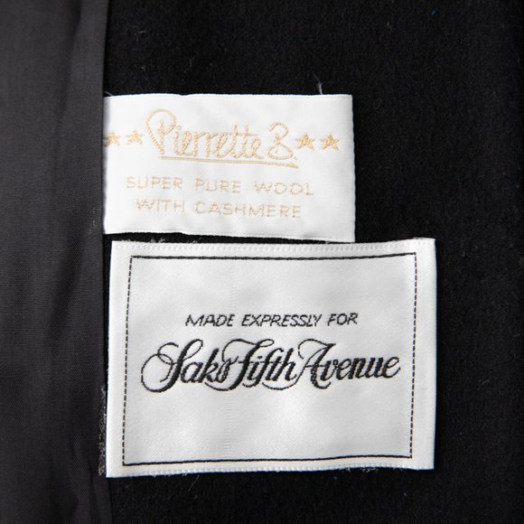 Vintage 80s 90s 12 Cashmere Wool Long Overcoat Black - Picture 9 of 11